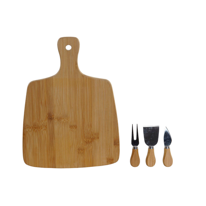 Masă de tăiat DKD Home Decor Natural Metal Bambus Oțel inoxidabil Dreptunghiular 30 x 40 cm 38 x 28 x 4 cm