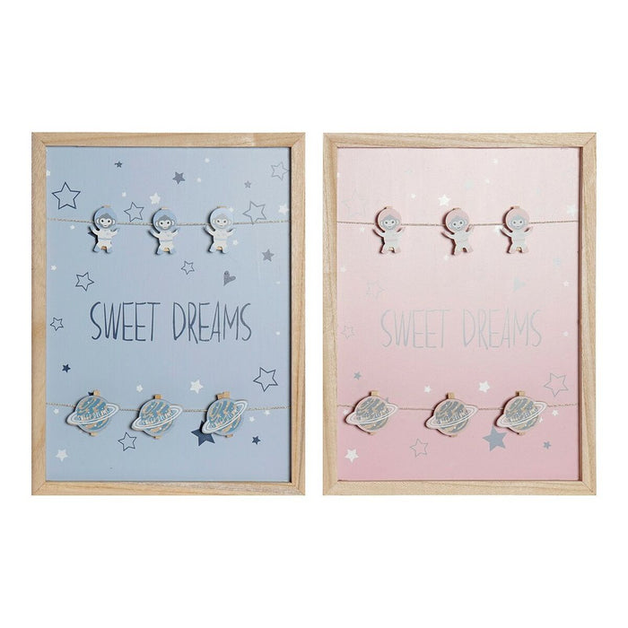 Tablou Ramă Foto cu Clipsuri DKD Home Decor Sweet Dreams Lemn Lemn MDF 40 x 40 x 3 cm (2 Unități)