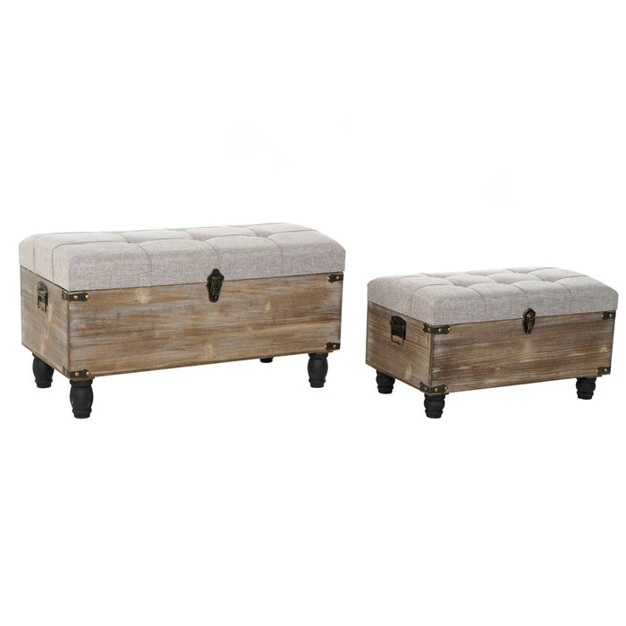 Banchetă DKD Home Decor Gri Maro (2 pcs) (80 x 40 x 44 cm)