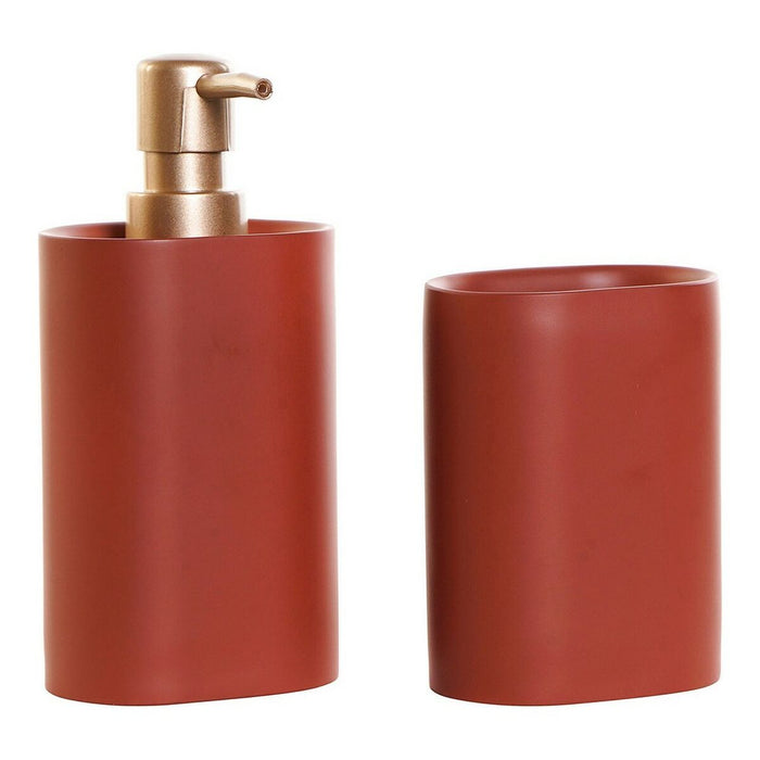 Set de Baie DKD Home Decor Auriu* Teracotă PVC Rășină Modern 8,5 x 6 x 18 cm (2 Unități)