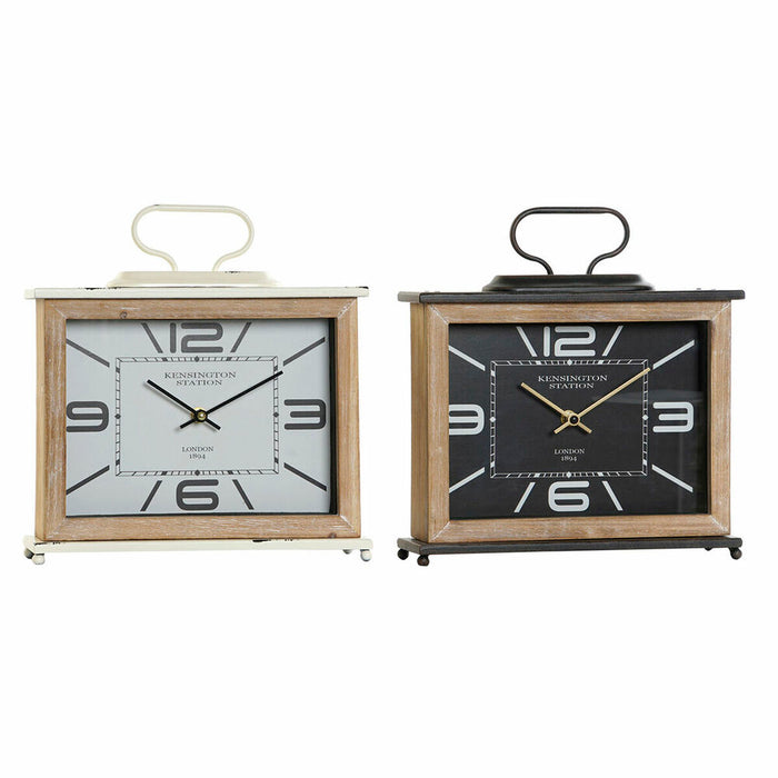 Stolní hodiny DKD Home Decor 28 x 8 x 29,5 cm Negru Metal Alb Tradiţional Lemn MDF (2 Unități)
