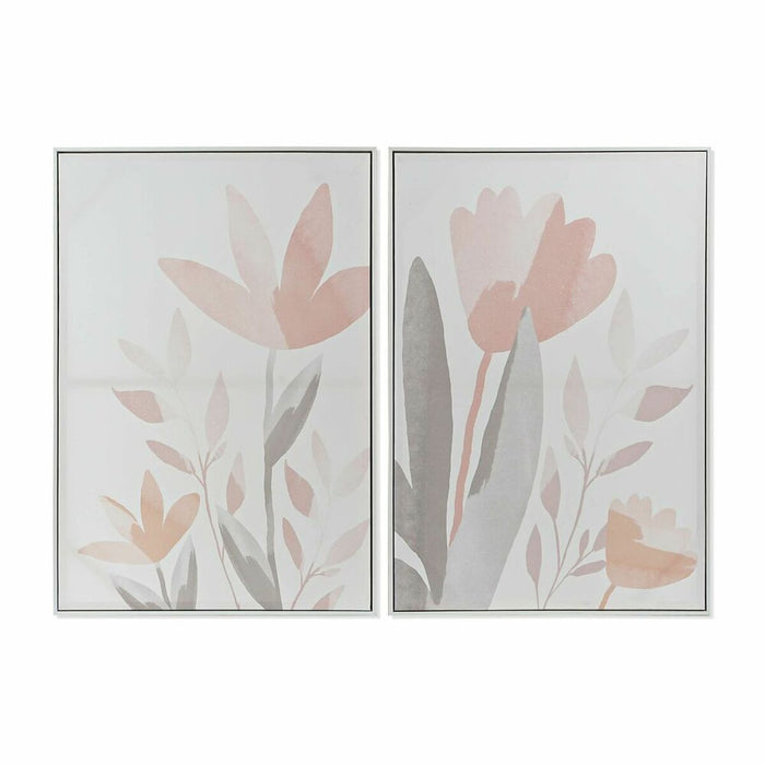 Tablou DKD Home Decor 62,2 x 3,5 x 90 cm Květiny Shabby Chic (2 Unități)