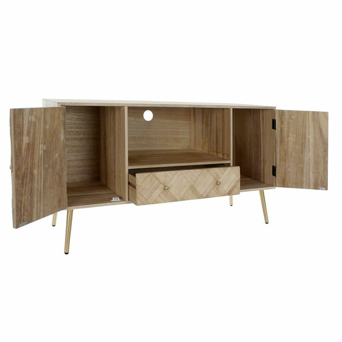 Mobilă TV DKD Home Decor 118 x 40 x 65 cm Metal Maro Deschis Lemn de paulownia Pin