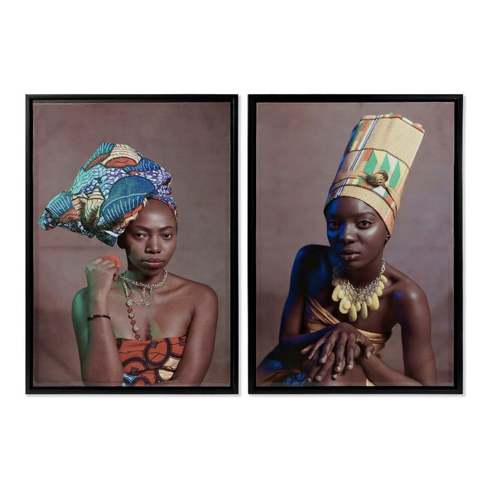 Tablou DKD Home Decor African Art 65 x 3,5 x 90 cm Colonial Africană Lăcuit (2 Unități)