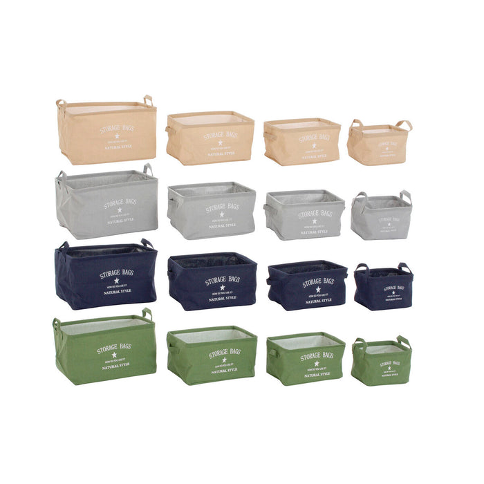 Set de Coșuri DKD Home Decor Verde Gri Crem Bleumarin Loft 39 x 27 x 24 cm (4 Piese)