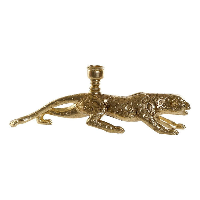 Candelabru DKD Home Decor Albastru Auriu* Rășină Aluminiu Leopard Tropical Candelabru 29,5 x 7,5 x 11 cm