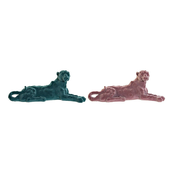 Figură Decorativă DKD Home Decor Verde Roz Rășină Cu șuvițe Leu 26,5 x 9 x 11 cm