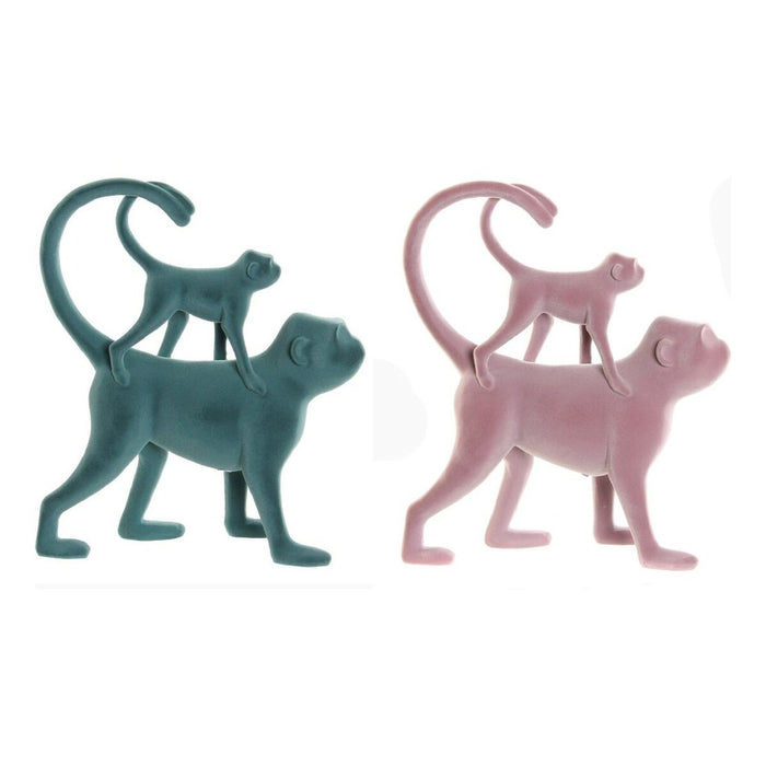 Figură Decorativă DKD Home Decor Verde Roz Rășină Cu șuvițe Tropical 22,5 x 8 x 27,5 cm