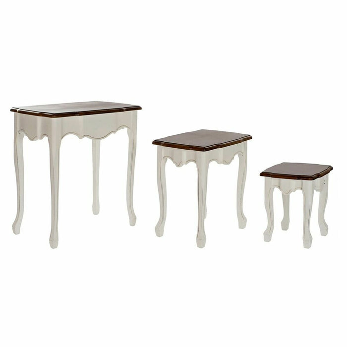 Set de 3 mese DKD Home Decor Alb Maro 60 x 40 x 66 cm