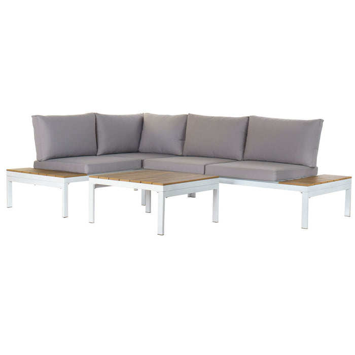 Canapea de Grădină DKD Home Decor Alb Gri Metal Rășină Oțel 30 x 40 cm 212 x 155 x 79 cm 228 x 155 x 79 cm