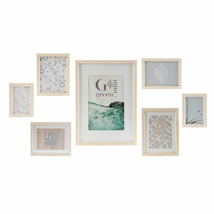 Ramă foto de Perete DKD Home Decor 32,5 x 1,5 x 45 cm Geam Natural Verde Lemn MDF Scandinav