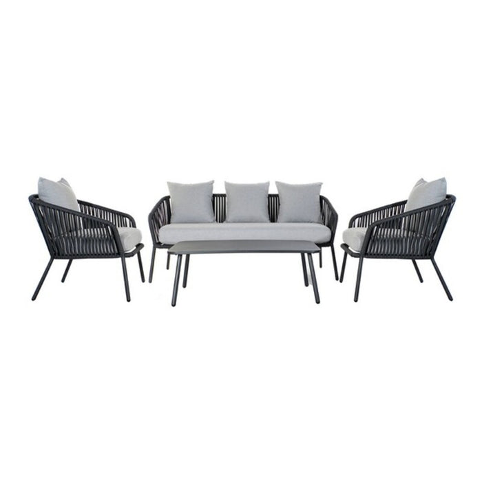 Set de Canapea și Masă DKD Home Decor MB-179039 Gri Grădină Poliester Въже Aluminiu (151,5 x 72 x 70 cm) (4 pcs)