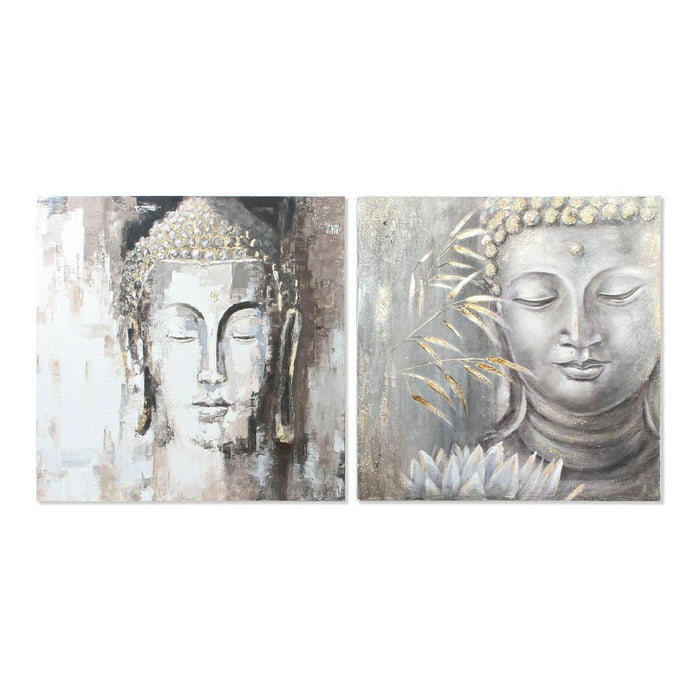 Tablou DKD Home Decor CU-179192 100 x 3,8 x 100 cm Buda Oriental (2 Unități)