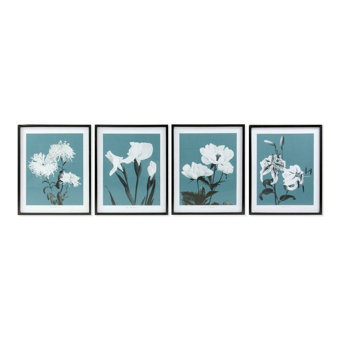 Tablou DKD Home Decor Flowers 55 x 2,5 x 70 cm Květiny Modern (4 Piese)
