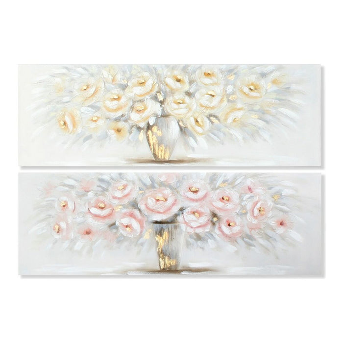 Tablou DKD Home Decor Flower vase 150 x 3 x 50 cm Vază Tradiţional (2 Unități)