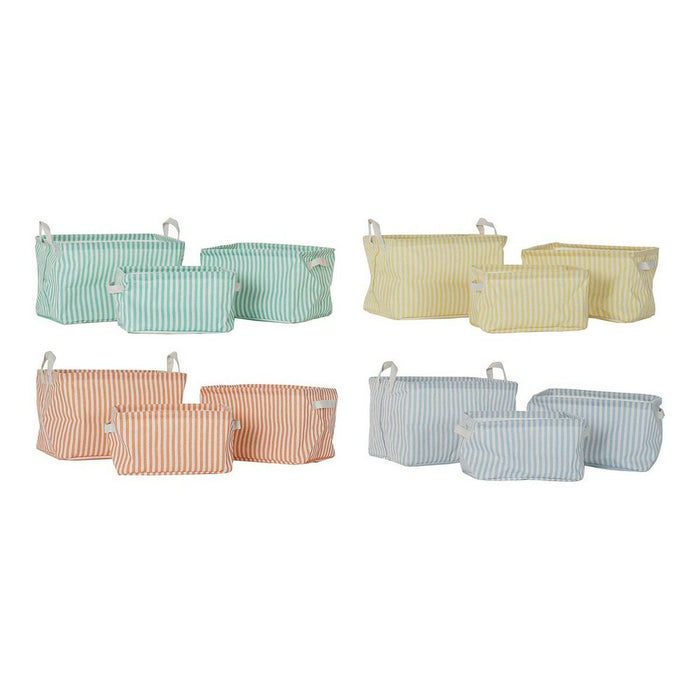 Set de Coșuri DKD Home Decor Galben Albastru Verde Portocaliu Plastic 35 x 25 x 23 cm (4 Piese)