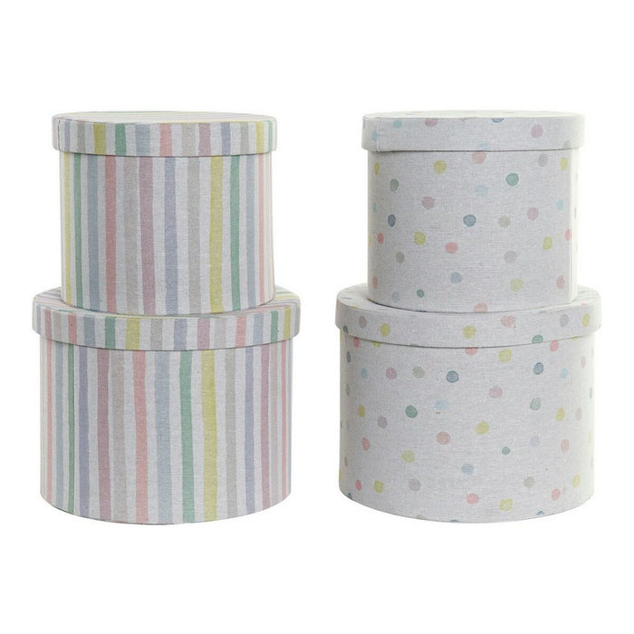 Set de Cutii Decorative DKD Home Decor 774252 Alb Multicolor Carton 29 x 29 x 22 cm