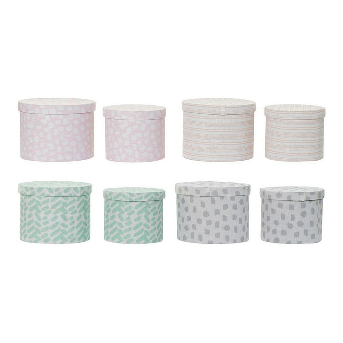 Set de Cutii Decorative DKD Home Decor Gri Roz Portocaliu Verde Carton 29 x 29 x 22 cm Modern