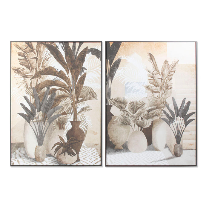 Tablou DKD Home Decor Květiny Modern 103,5 x 4,5 x 143 cm (2 Unități)