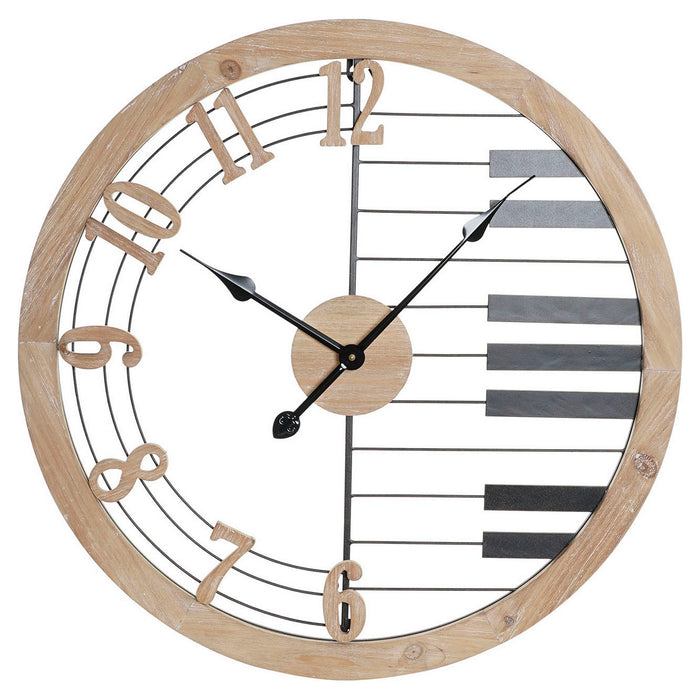 Ceas de Perete DKD Home Decor Negru Fier Lemn MDF (60 x 4 x 60 cm)