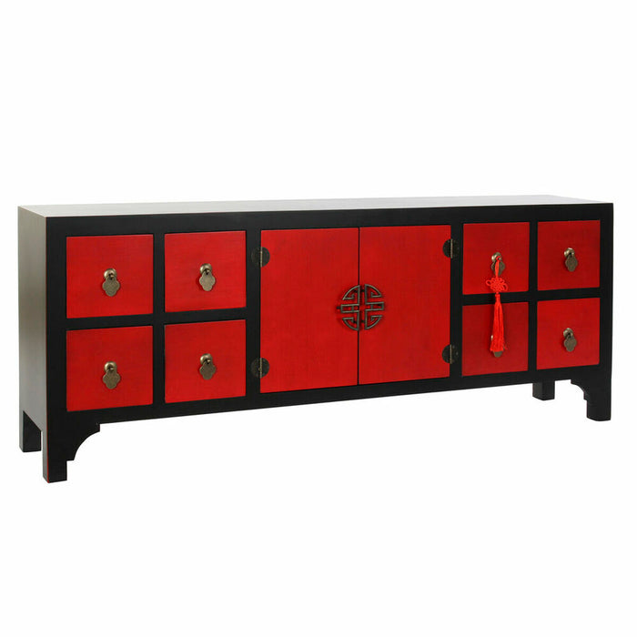 Mobilă TV DKD Home Decor Roșu Negru Brad Lemn MDF 130 x 25 x 50,5 cm