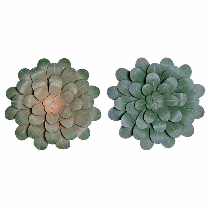 Decorațiune de Perete DKD Home Decor Floare 60 x 8 x 60 cm Verde (2 Unități)