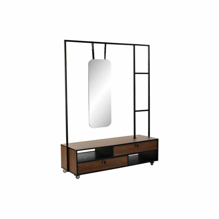 Mobilă pentru Hol cu 2 Sertare DKD Home Decor Maro Negru Multicolor Metal Lemn de mango Oglindă 135 x 47 x 175 cm