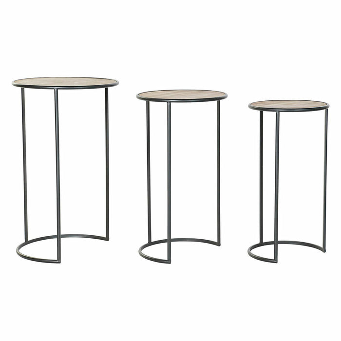 Set de 3 Măsuțe DKD Home Decor Negru Natural 40 x 40 x 66 cm