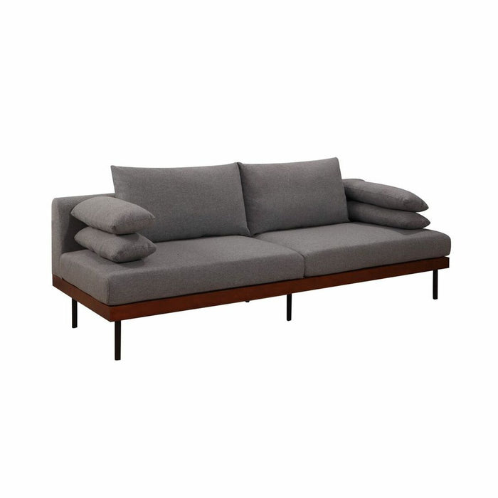 Canapea DKD Home Decor Poliester Bumbac Metal Pin Gri închis (220 x 88 x 85 cm)