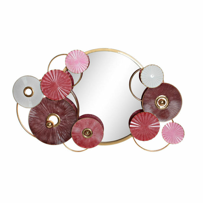 Oglindă de perete DKD Home Decor S3019207 Oglindă Roz Auriu* Metal Alb Cercuri (116 x 8 x 71 cm)