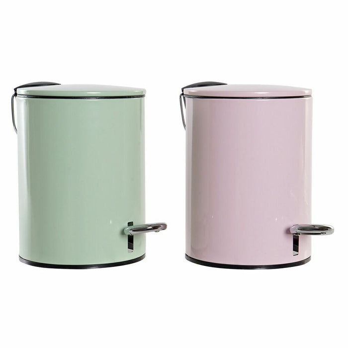 Coș de gunoi pentru hârtie DKD Home Decor LB-181142 Roz Mentă Metal 3 L (2 Unități)