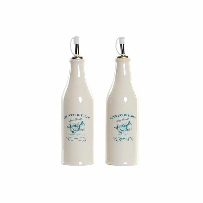 Set de ulei și oțet DKD Home Decor 250 ml Alb Verde Turquoise Oțel inoxidabil Plastic Dolomite