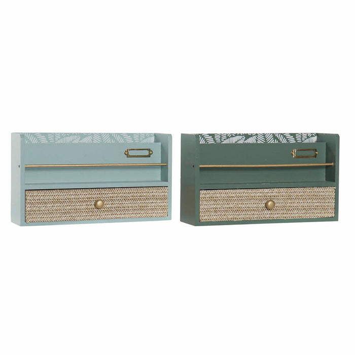 Organizator multifuncțional DKD Home Decor LD-181379 Verde polipropilenă Lemn MDF 30 x 9 x 17 cm (2 Unități)