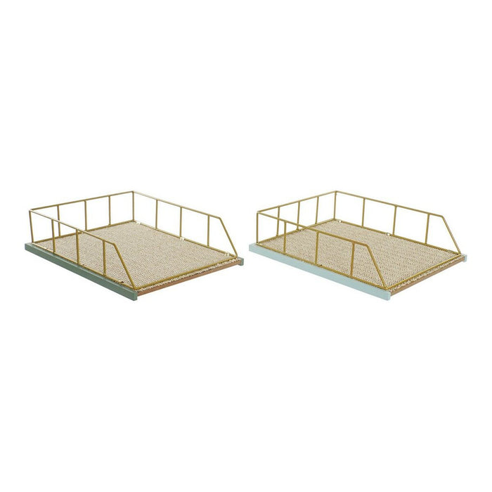 Tavă DKD Home Decor 8424001813865 28,5 x 36 x 9 cm Verde polipropilenă Lemn MDF (2 Unități)
