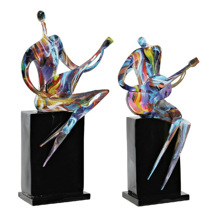 Figură Decorativă DKD Home Decor RF-181549 31 x 18 x 51,5 cm Negru Rășină Multicolor Muzician