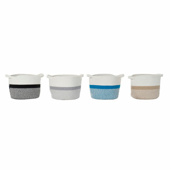 Coș DKD Home Decor Albastru Negru Bej Gri 25 x 25 x 20 cm (4 Piese)