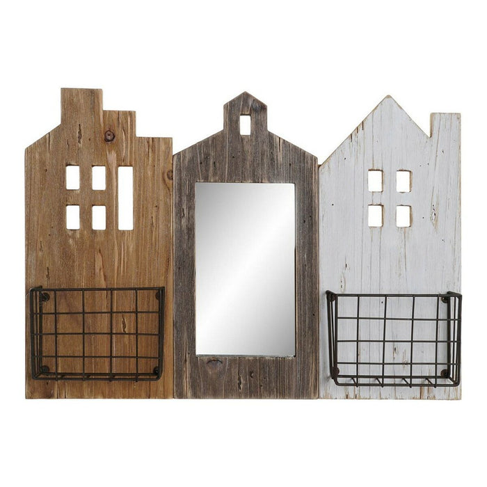 Suport pentru reviste DKD Home Decor Alb Maro Metal Lemn de paulownia (57 x 10 x 40 cm)