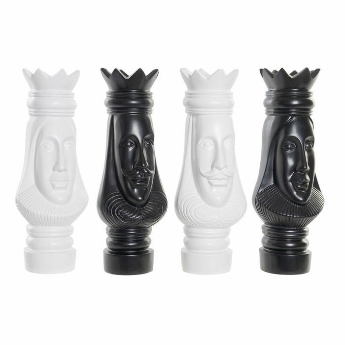 Figură Decorativă DKD Home Decor Negru Alb 13 x 13 x 40 cm Piese de Șah (4 Unități)