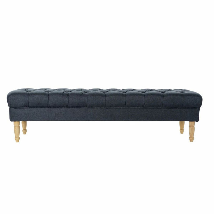 Banchetă DKD Home Decor Natural Albastru Poliester Lemn de cauciuc (158 x 50 x 42 cm)