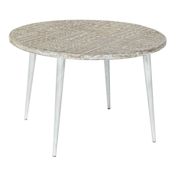 Masa laterală DKD Home Decor 8424001820115 75 x 75 x 50 cm Auriu* Metal Alb Lemn de mango (75 x 75 x 50 cm)