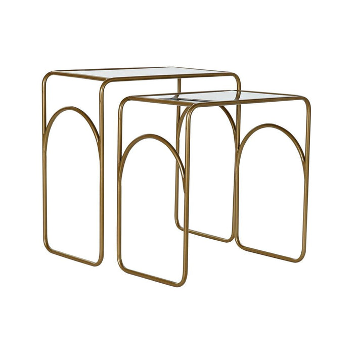 Set de 2 Măsuțe DKD Home Decor Auriu* Metal Geam 55 x 30 x 55 cm