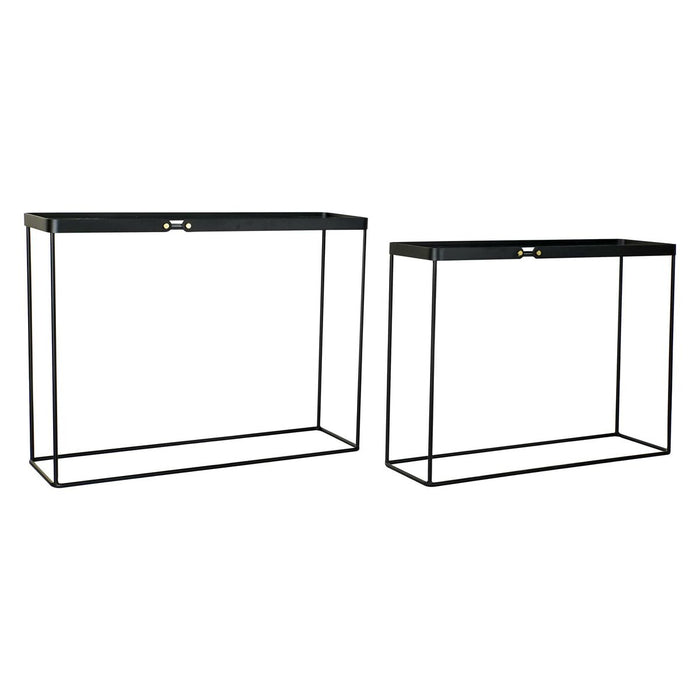 Consolă DKD Home Decor Negru Metal Geam 107,5 x 32,5 x 80,5 cm