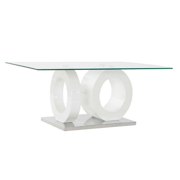 Masa de Cafea DKD Home Decor Alb Transparent Lemn Geam Lemn MDF 110 x 60 x 45 cm