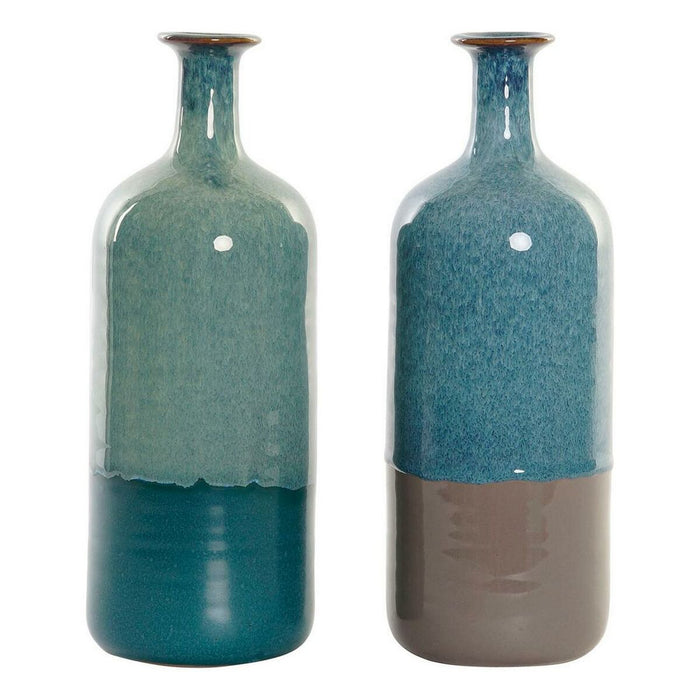 Vază DKD Home Decor Albastru Verde Metal Porțelan 30 x 40 cm 11 x 11 x 30 cm (2 Unități)