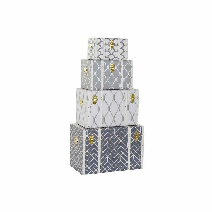 Cufăr DKD Home Decor Alb Gri Poliuretan Lemn MDF (4 pcs)