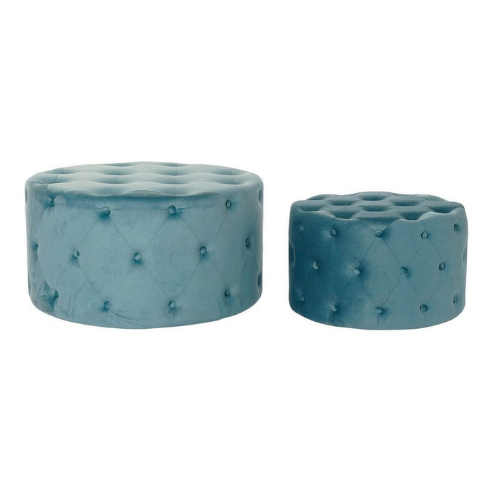 Suport pentru Picioare DKD Home Decor Albastru Modern Velvet Lemn MDF (2 pcs)