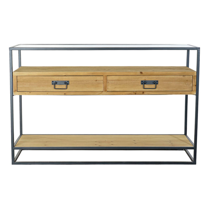 Consolă DKD Home Decor 8424001831234 Negru Multicolor Maro Deschis Metal Geam Brad 120 x 40 x 76 cm