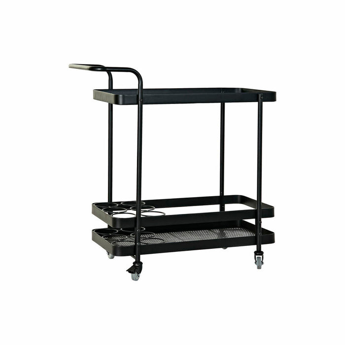 Cărucior multifuncțional DKD Home Decor Negru Metal Geam (80 x 40 x 84 cm)