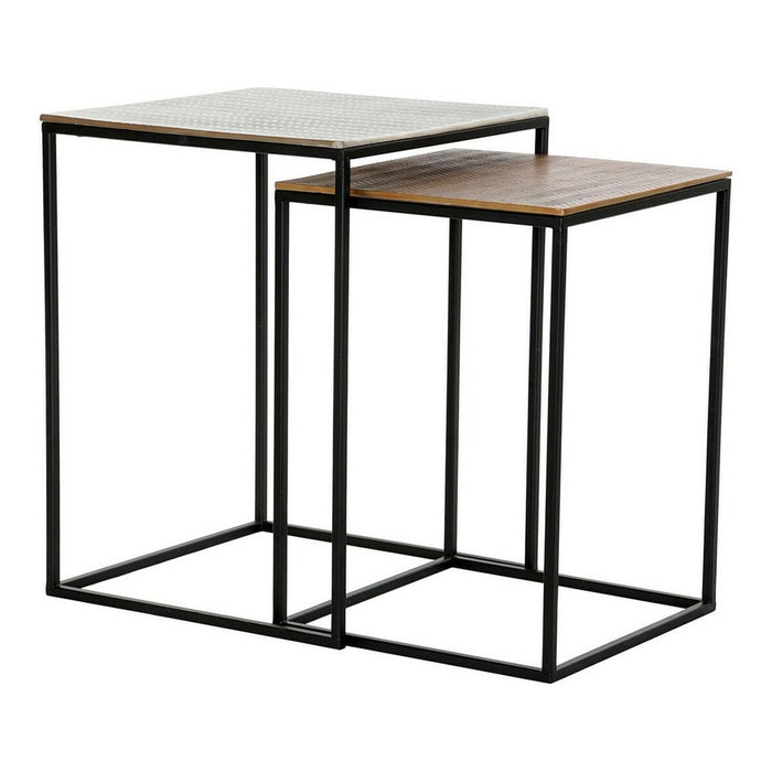 Masa laterală DKD Home Decor Negru Aluminiu Argintiu (2 pcs)