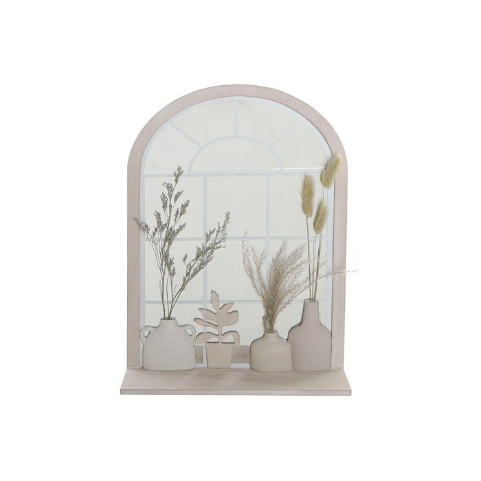 Oglindă de perete DKD Home Decor Vază Geam Bej MDF Rășină Cottage (35 x 10 x 50 cm)
